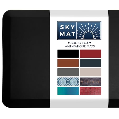 Sky Solutions Anti Fatigue Floor Mat - 3/4' Thick Cushioned Kitchen Rug, Standing Desk Mat - Comfort at Home, Office, Garage - Non Slip, Durable and Stain Resistant (20' x 39', Black)