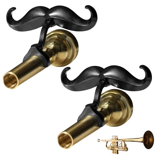 [2 Pack] Clip-On Mustache For Trumpets & Trombones - Includes Protective Case - Fits All Small Shank Mouthpieces - Perfect Accessory For Young Musicians - Mouthpiece Not Included