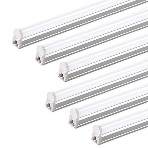 Barrina (6 Pack) LED T5 Integrated Single Fixture, 4FT, 2200lm, 6500K Super Bright White, 20W Utility LED Shop Light, Ceiling and Under Cabinet Light, Corded Electric with ON/OFF Switch, ETL Listed