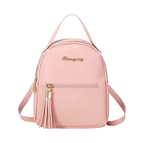 MYNKYLL Backpack New Pattern Fashion Retro Tassel Decoration Practical Large Capacity Zipper Backpack Backpack (Pink, One Size)