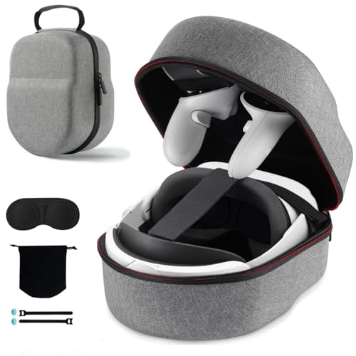 COOWPS Hard Carrying Case for Meta Quest 3/Quest 2 Accessories PICO 4 VR Headset, Compatible with Elite Strap/Kiwi Design/BOBOVR Head Strap, Portable Protection for Oculus Quest 2