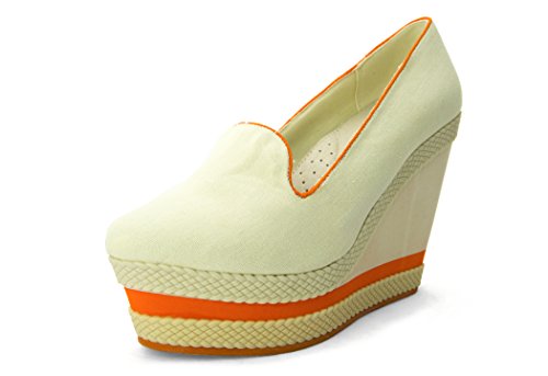 Philip Simon Women's Abbe Wedge,Off White,8.5 M US