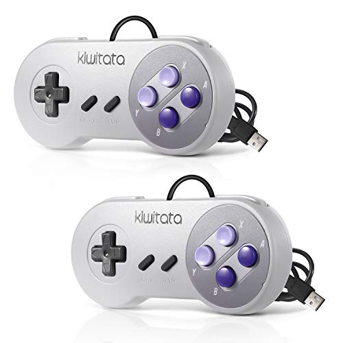 KIWITATA 2X Classic SNES USB Controller for Retro Gamings, Super NES Wired USB Joypad Game Controller for Windows PC Mac Raspberry Pi