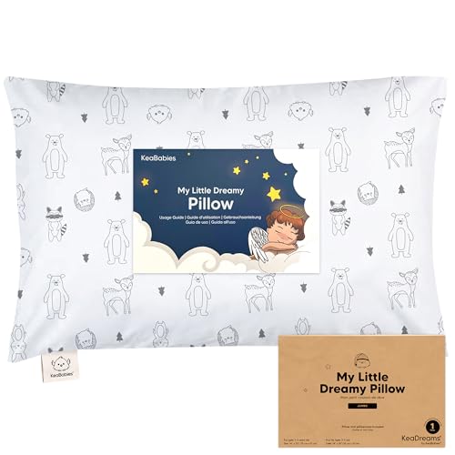 KeaBabies Toddler Pillow with Pillowcase, Jumbo 14X20 - Soft Organic Cotton Toddler Pillows for Sleeping - Machine Washable - Perfect for Travel, Toddler Bed Set (Keafriends)