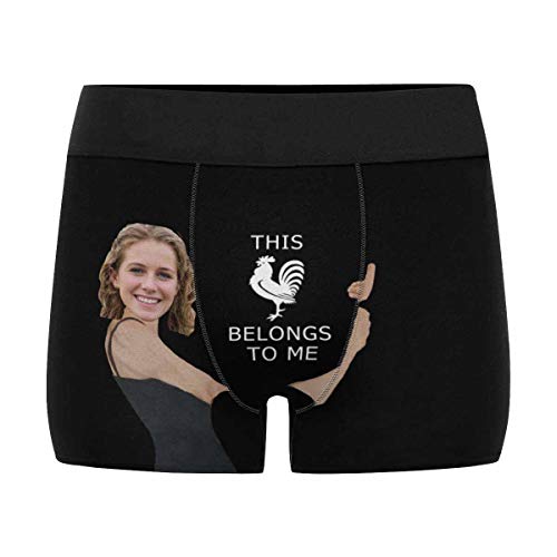 Custom Photo Gifts Personalized Funny Face This Belongs to Me Men's Underwear Pouch Breathable Boxer Briefs Shorts with Photo