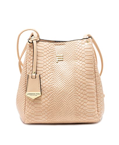 LONDON FOG COCO Lizard Shoulder Bag for Women, Vegan Leather Handbags - Cream