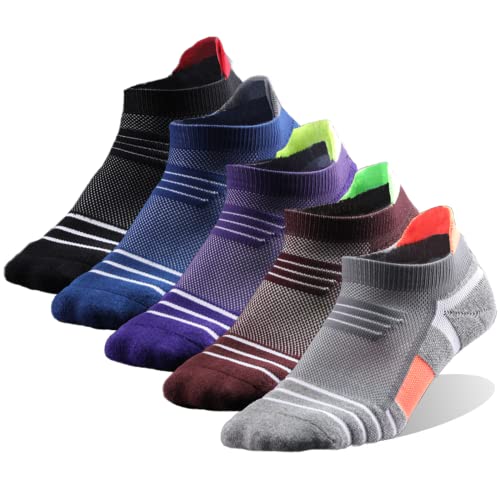 Kodal Copper Cushioned Athletic Ankle Socks, Low Cut Training Socks, Odor Free, Moisture Wicking, Arch Compression (5 Pairs)