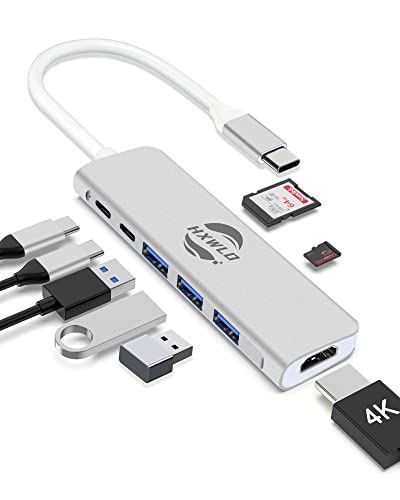 Hxwlo USB C Hub 8 in 1, USB-C to HDMI Adapter (4K HDMI USB3.0 USBC 100W PD SD/TF Card Reader) USB C Adapter Compatible for MacBook Pro Air HP XPS and Other Type C Devices