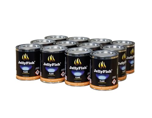 Real JELLYFISH Flame, 12 Cans (13 oz) Fireplace Gel Fuel Made in USA