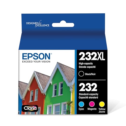 EPSON 232 Claria Ink High Capacity Black & Standard Color Cartridge Combo Pack (T232XL-BCS) Works with WorkForce WF-2930, WF-2950, Expression XP-4200, XP-4205