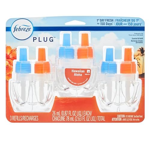 VENANCIO'S SHOP Febreze Fade Defy PLUG Air Freshener Refill, 0.87 fl. oz. Oil Refills 3 Refills (Hawaiian Aloha)