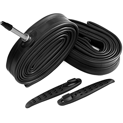FANSPRO 2 Pack 700 x 28-32c Road Bike Inner Tubes, 60mm Presta Valve Premium Quality Butyl Inner Tube with 2 Tire Levers