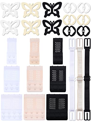 Boao 24 Pieces Bra Strap Clips for Back Bra Strap Holders Bra Accessory Adjustable Bra Extenders Bra Connector Clip Non Slip Bra Clips Bra Extenders for Women and Girls, 2 Hook 3 Hook 4 Hook