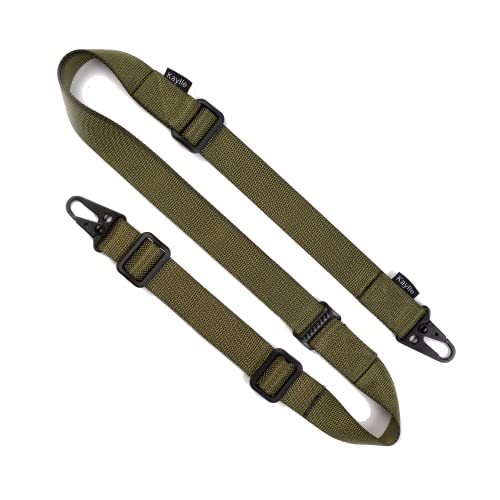 KAYLLE 2-Point Rifle Sling Mount - Premium Shotgun Sling with Upgraded Metal Hook Fits Any Weapon - Durable & Quick Length Adjust - Multi Use for Hunting, Sniper, Shooting (ArmyGreen)