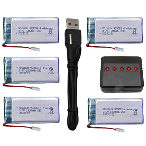 5pcs 1200mAh 3.7V Upgrade Lipo Battery and Battery Charger for SYMA X5SW X5SC RC Quadcopter Drone
