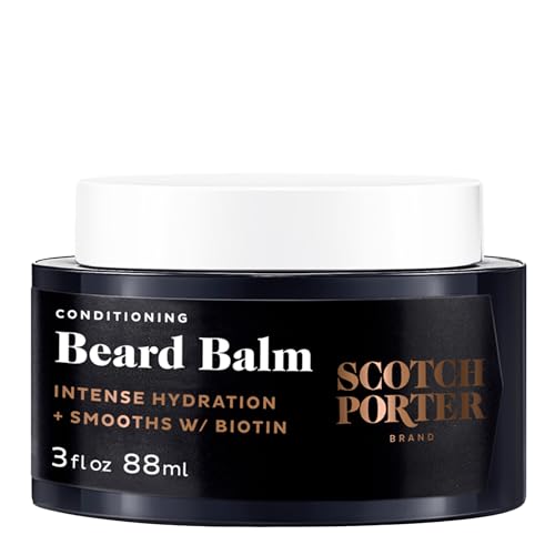 Scotch Porter Conditioning Beard Balm – Smooth, Shape, Moisturize & Soften Coarse, Dry Beard Hair while Encouraging Growth for a Fuller/Healthier-Looking Beard – Original Scent, 3 oz. Jar