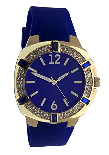 Adrienne Women's Fashion 40mm Boyfriend Watch - Easy to Read Dial with Crystal Bezel and Soft Hypoallergenic Silicone Band