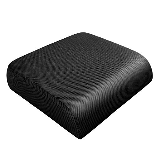 YOUFI Extra Thick Large Seat Cushion -19 X 17.5 X 4 Inch Gel Memory Foam Cushion with Carry Handle Non Slip Bottom - Pain Relief Coccyx Cushion for Wheelchair Office Chair (BLACK (1PACK))