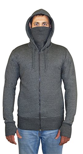 SKYLINEWEARS Men's Fashion Activewear Hoodie Ninja Style Sweatshirt Charcoal XL