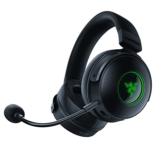 Razer Kraken V3 Pro HyperSense Wireless Gaming Headset w/Haptic Technology: Triforce Titanium 50mm Drivers -THX Spatial Audio - Hyperspeed Wireless - Fabric & Leatherette Memory Foam Cushions(Renewed)