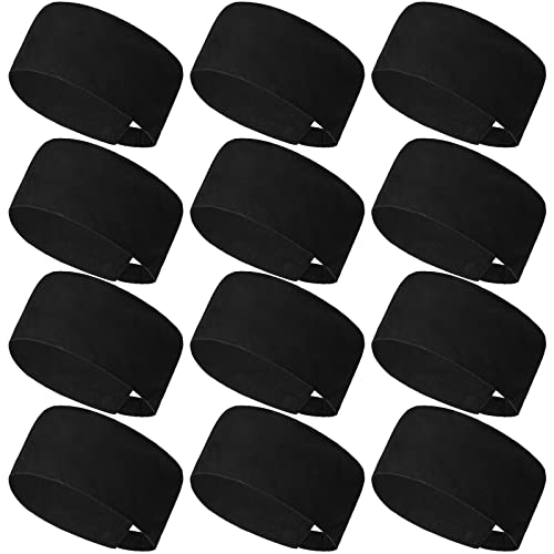 Hicarer 12 Pcs Chef Hat for Women Men Adjustable Unisex Sushi Beanie Chef Mesh Top Skull Cap Kitchen Cooking Food Cap(Black)