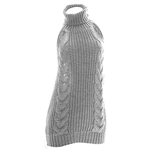 YOMORIO Womens Anime Virgin Killer Sweater Japanese Turtleneck Knitted Underwear Backless Pullover (Grey)