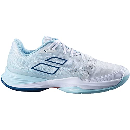 Babolat Women's Jet Mach 3 All Court Tennis Shoes, White/Angel Blue (Women's US Size 8.5)