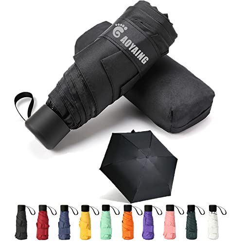 GAOYAING Compact Travel Umbrella with Case Sun&Rain Lightweight Small and Compact Suit for Pocket Black 2 Packs - 34 Inches