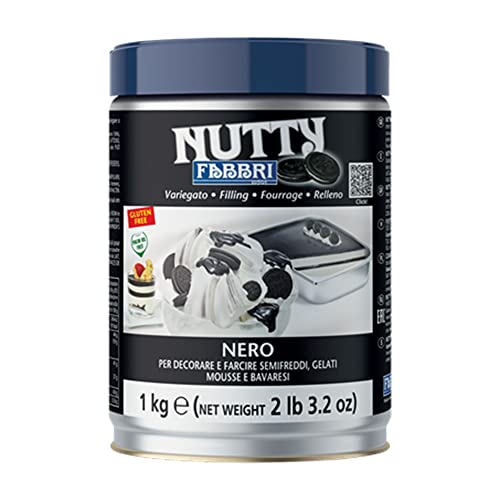 Fabbri Nutty Nero, cocoa biscuit flavored, Variegate for Ice Cream, Gelato, Filling for Pastry, tin of 2.2lb