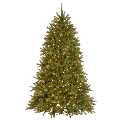 National Tree Company Pre-Lit Artificial Full Christmas Tree, Green, Dunhill Fir, Dual Color LED Lights, Includes PowerConnect and Stand, 6.5 Feet