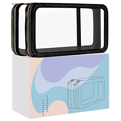 SAOQI Clear Makeup Bags, Waterproof Large Cosmetic Bags for Women Travel Toiletry Bag, Clear Makeup Organizer Bag with Zipper, Transparent MakeUp Case, Clear Toiletry Bags for Traveling, Gift for Wife