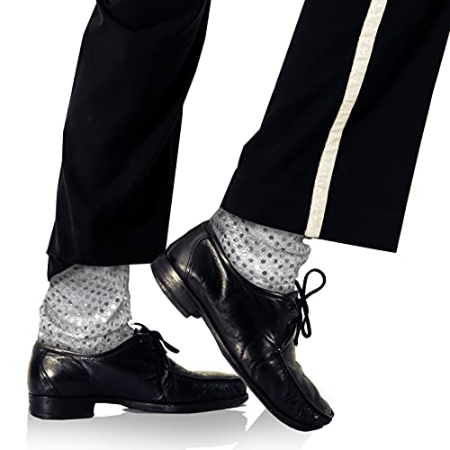 Skeleteen Silver Sequin Costume Socks - Sparkle Dance Party Silver Sequined Shiny Sock Cover Cuffs Costumes Accessories