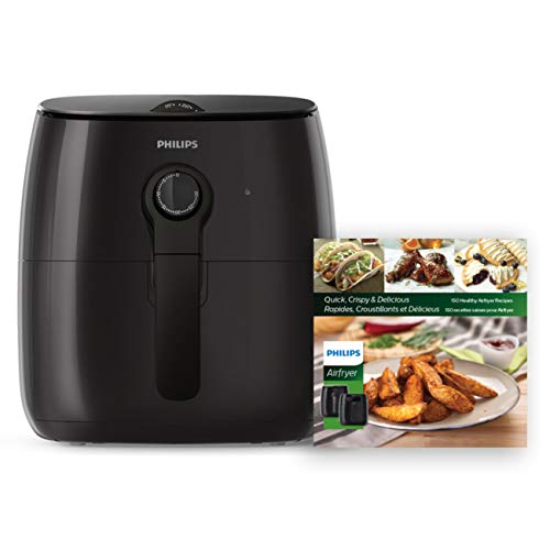 Philips Kitchen Appliances Philips Premium Analog Airfryer with Fat Removal Technology + Revipe Cookbook, 3qt, Black, HD9721/99