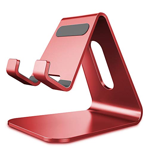 CreaDream Cell Phone Stand, Cradle, Holder,Aluminum Desktop Stand Compatible with Switch, All Smart Phone, iPhone 11 Pro Xs Max Xr X Se 8 7 6 6s Plus SE 5 5s (Red)