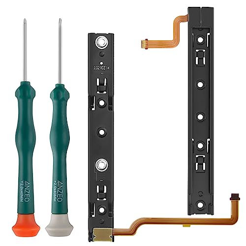 JAOYSTII Replacement Right and Left Slide Rail for Switch Console, R L Slider Rail with Flex Cable Fix Part for NS Console with Screwdrivers