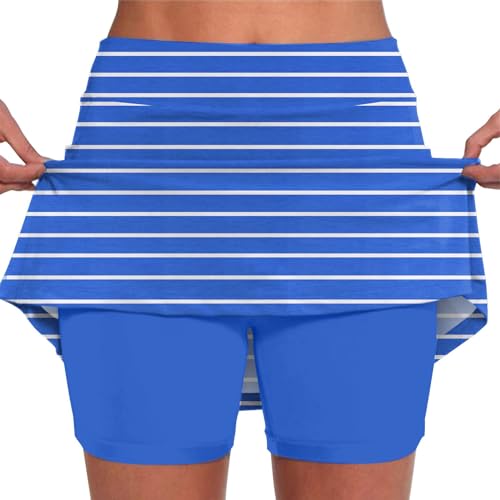 Women's Activewear Skirts & Skorts High Waisted Golf Skirts A-Line Tennis Athletic Casual Skort Skirt with Shorts(Blue,XXXXXL)