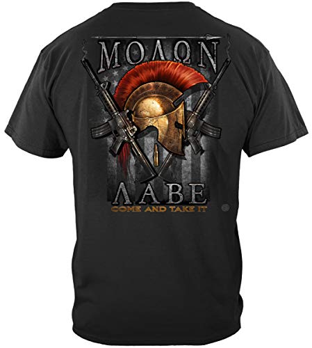 Erazor Bits Come and Take It Spartan Helmet Short Sleeve Shirts, 2nd Amendment Skull and Gun 100% Cotton Casual Men's Shirts, ΜΟΛΩΝ ΛΑΒΕ T-Shirts for Men or Women (XX-Large)