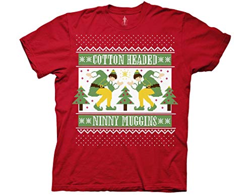 Ripple Junction Elf Adult Unisex Cotton Headed Faux Sweater Heavy Weight 100% Cotton Crew T-Shirt Large Red