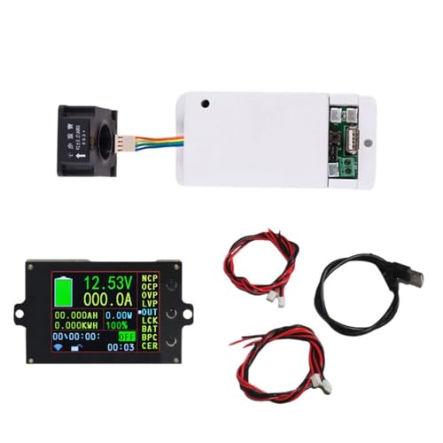 TopHomer 100A 500V Charge-Dischage Monitor DC Ammeter Voltmeter Battery Capacity Multimeter LCD Display Digital Voltage Current Tester with USB 2.0 Cable Hall Sensor