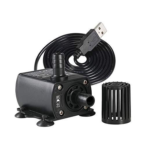 Decdeal Submersible Water Pump Aquarium Fountain with Flow Adjustment Function and USB Interface, DC 5V 4.8W 300L/H Lift 300cm