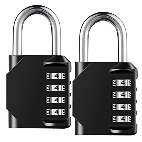 Combination Lock Resettable 4 Digit Padlock with Combination, AIHYTU Waterproof and Heavy Duty Combination Padlock Outdoor for School Gym Locker, Fence Gate, Toolbox, Employee Hasp Locker – 2 Pack