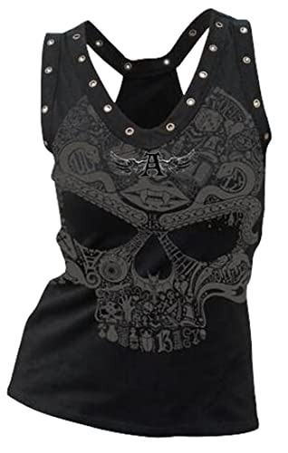 Fensajomon Skull Shirts for Women Tank Tops Sleeveless Workout Summer Printed Loose Running T-Shirt XL