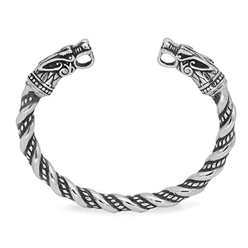 GuoShuang Nordic Viking Norse Dragon Scandinavian Bracelet Men Wristband Cuff Bracelets with Valknut Gift Bag