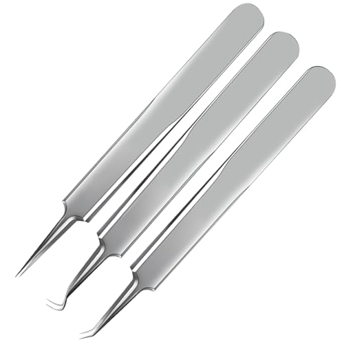 Pimple Popper Tool Kit, Blackhead Remover Tweezers,Comedone Extractor, 3 in 1 Professional Stainless Skin Zit Acne Blemish Whitehead Popping Removing Surgical Tools Set, Silver