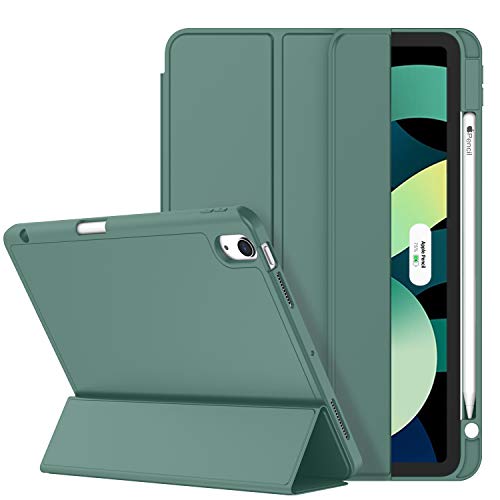 ZryXal iPad Air Case 5th Generation/4th Generation 2022/2020 10.9 Inch, Smart iPad Case[Support Touch ID and Auto Wake/Sleep] with Auto 2nd Gen Pencil Charging (New Midnight Green)