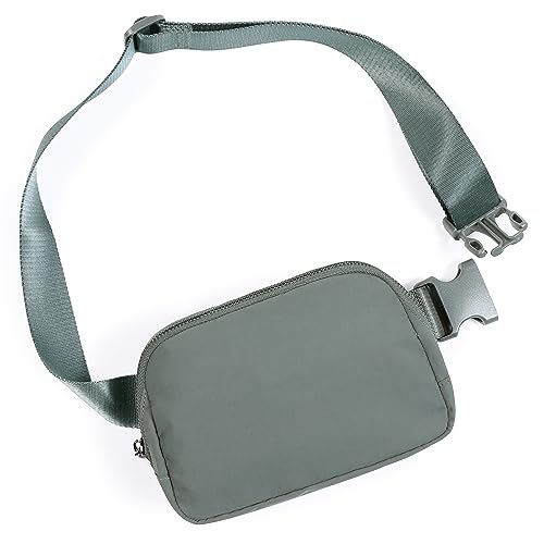 ODODOS Unisex Mini Belt Bag with Adjustable Strap Small Fanny Pack for Workout Running Traveling Hiking, Iron Gray
