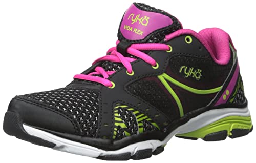 Ryka Women's Vida RZX Cross-Training Shoe, Black/Ryka Pink/Lime Blaze, 9 M US
