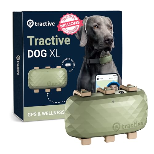 Tractive XL GPS Tracker & Health Monitoring for Dogs (50 lbs+) - Market Leading Pet GPS Location Tracker | Wellness & Escape Alerts | Waterproof | Works with Any Collar (Green)