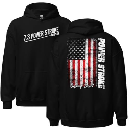 Aggressive Thread 7.3 Powerstroke Hoodie Men's American Flag Hooded Pullover - Black - XL