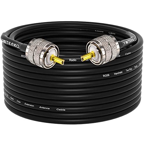 YOTENKO RG58 Coaxial Cable 49.2ft, CB Coax Cable, UHF PL259 Male to Male Cable 50 Ohm Coax Low Loss for HF VHF CB Radio, Ham Radio, SWR Meter, Scanner, Antenna Analyzer